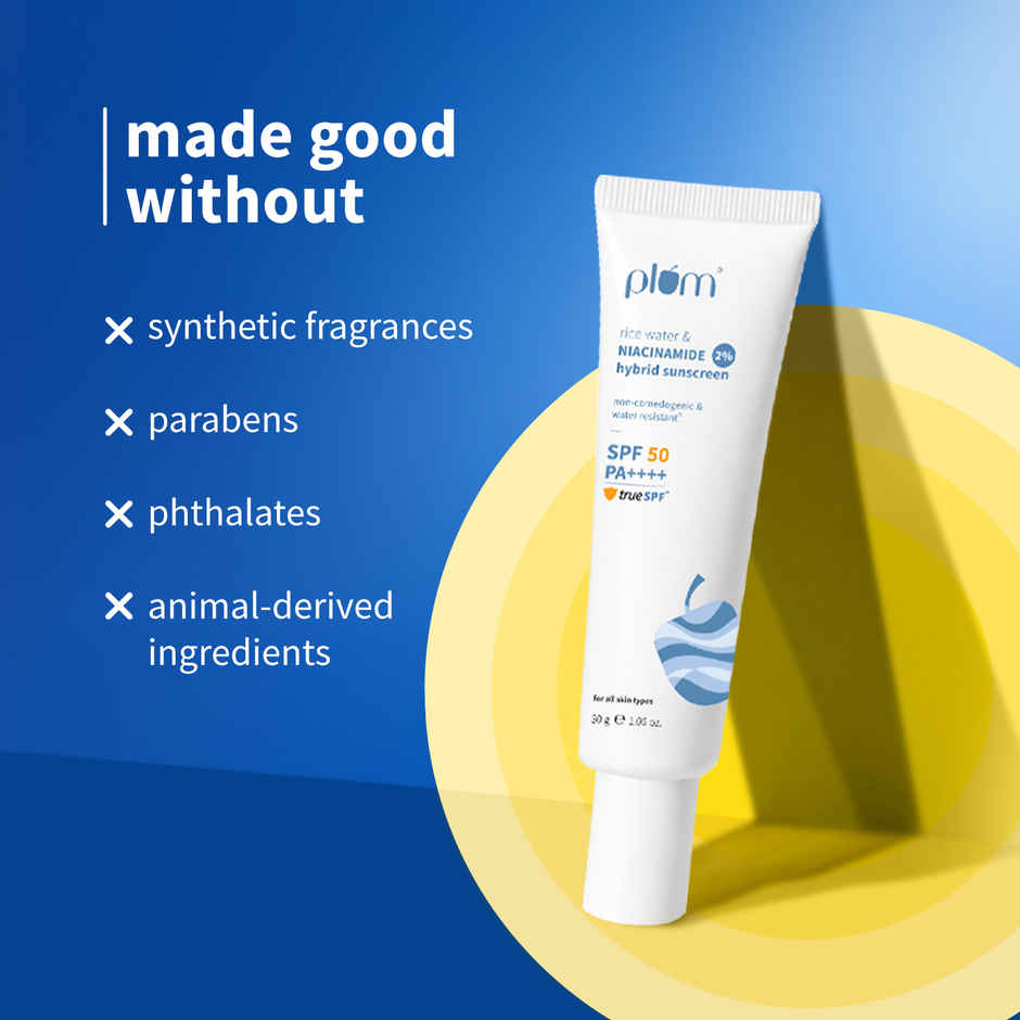 Plum 2% Niacinamide Sunscreen and Rice Water SPF 50 PA++++ Sunscreen