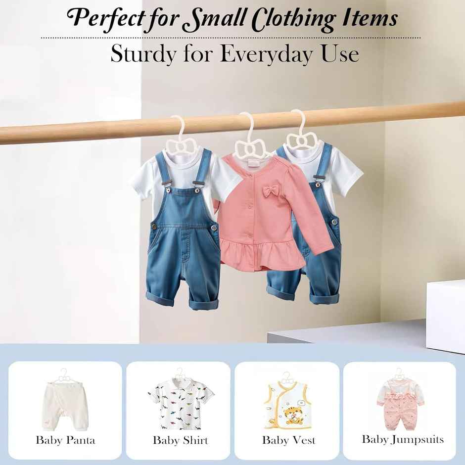 Kuber Industries 15 Pcs Small Baby Hangers for Clothes Hanging for Wardrobe | White