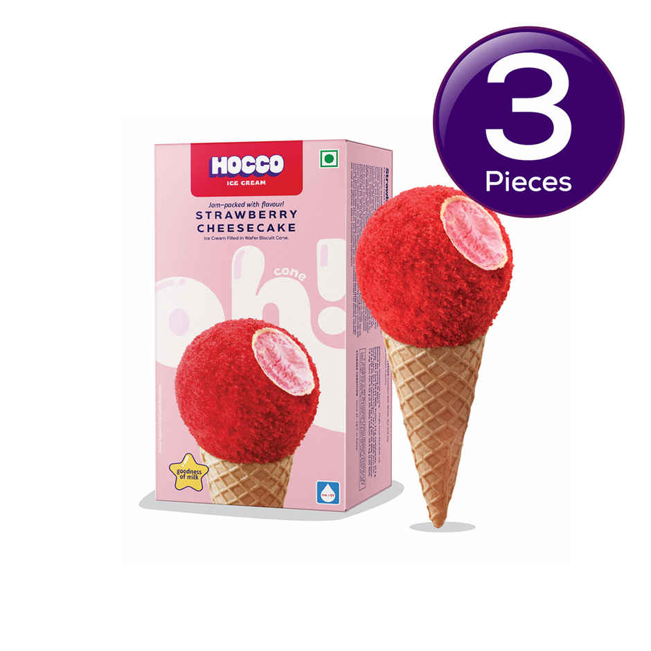 Hocco Strawberry Cheese Cake Ice Cream Cone Combo