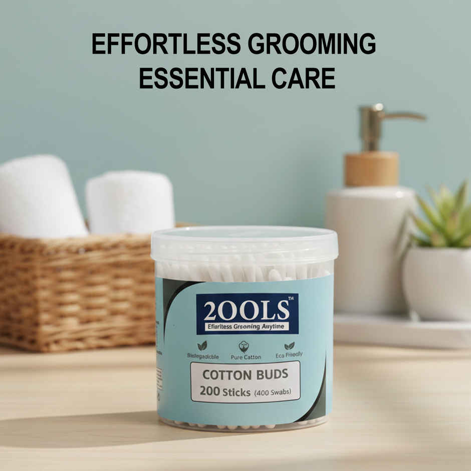 2OOLS Cotton Buds, Swab for Personal Hygiene and Beauty 200 Sticks Jar (TSCS8003)