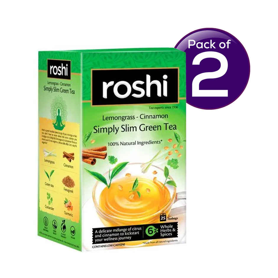 Roshi Simply Slim Lemongrass and Cinnamon Green Tea Combo