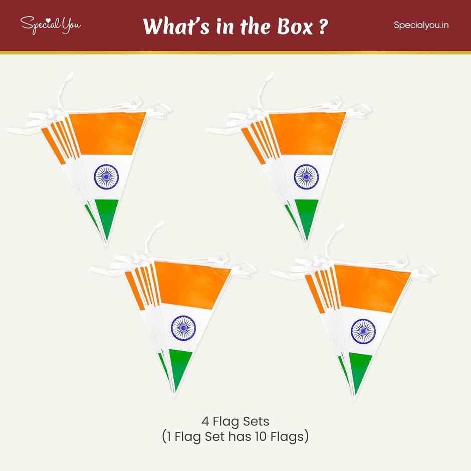 Tiranga Flag Bunting for Independence Day Decoration | Pack of 4 | Special You