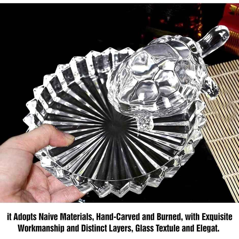 Perpetual Glass Turtle Plate | Feng Shui Tortoise | Good Luck Turtle Vastu Gift | Home Decoration