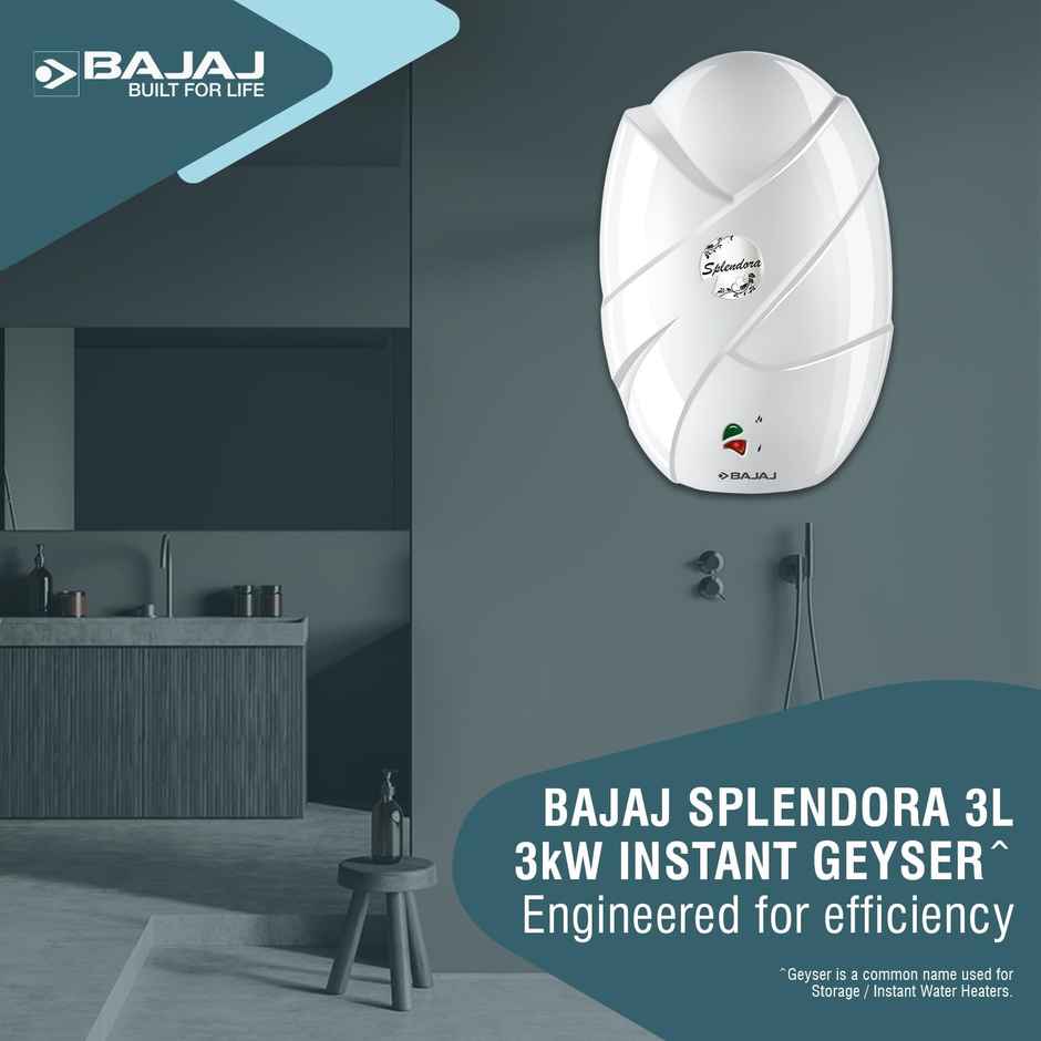 Bajaj Shield Series Splendora Plus 3L 3Kw Instant Water Heater For Home