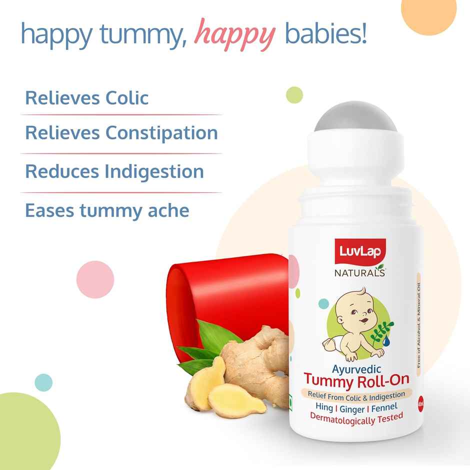Luvlap Naturals Baby Ayurvedic Tummy Roll On Oil for Colic & Gas Relief, 40ml
