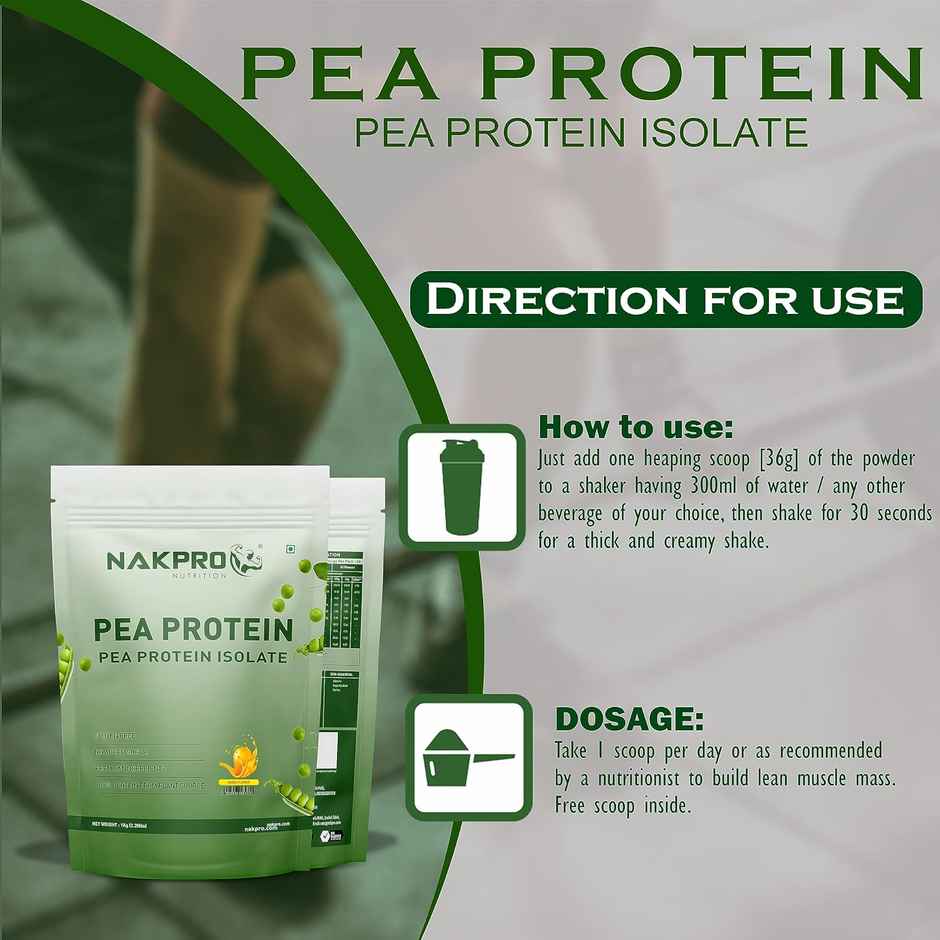 Nakpro 100% Pea Protein Isolate Mango - 26G Protein 4.9G Bcaa