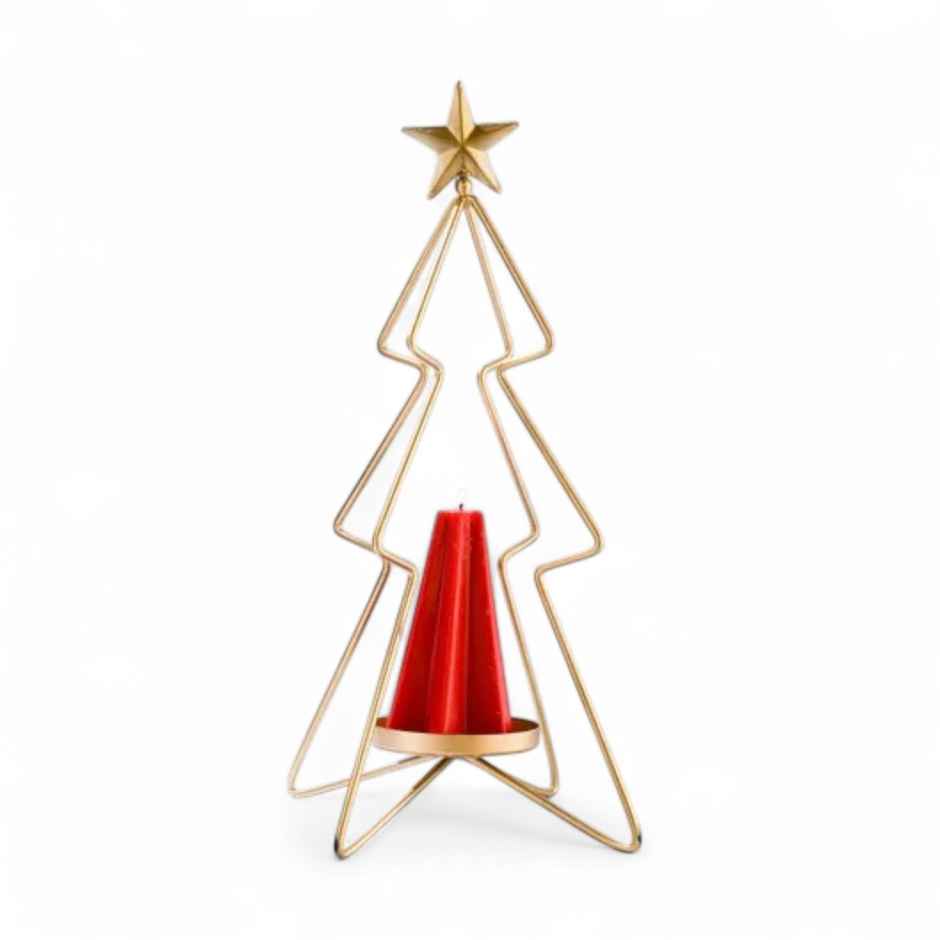 Small Christmas Tree Candle Stand | Metal | Gold | Rad Living