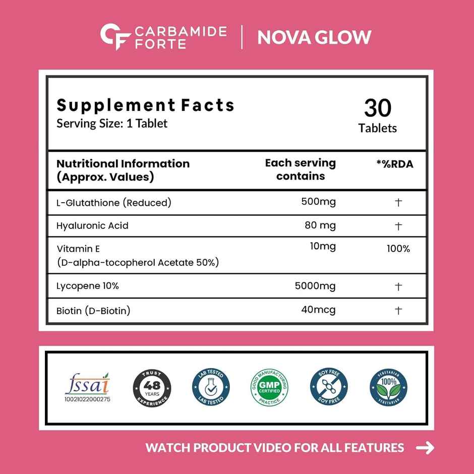 Carbamide Forte Japanese Reduced L Glutathione Tablets 500mg 30 Veg Tablets Each