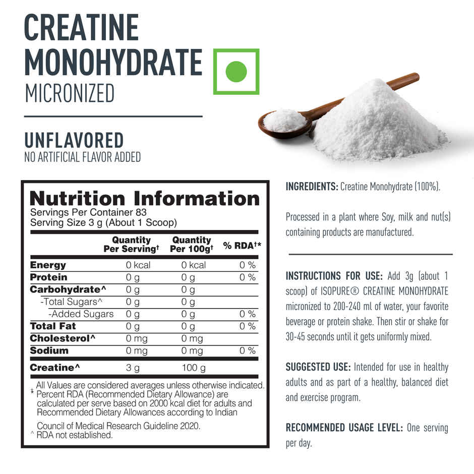 Isopure Creatine Monohydrate Micronized Increase Lean Muscle Mass