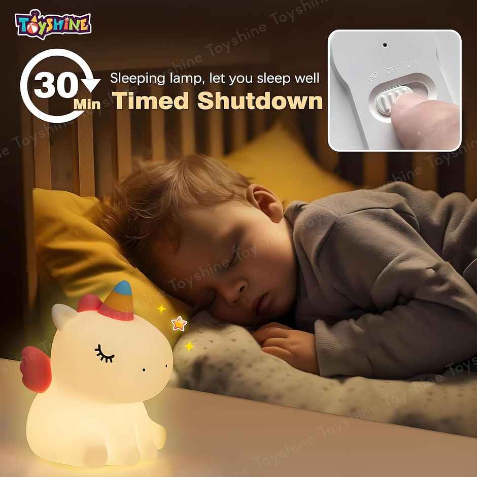 Toyshine Cute Sitting Unicorn Night Light Squishy Silicone 3 Level Dimmable Led Rechargeable