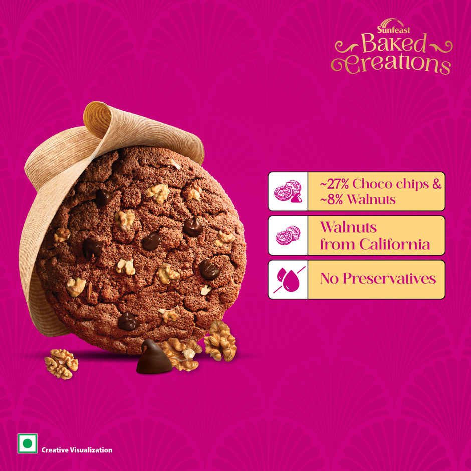 Walnut & Chocochip Cookies Crafted With Californian Walnuts By Sunfeast Baked Creations