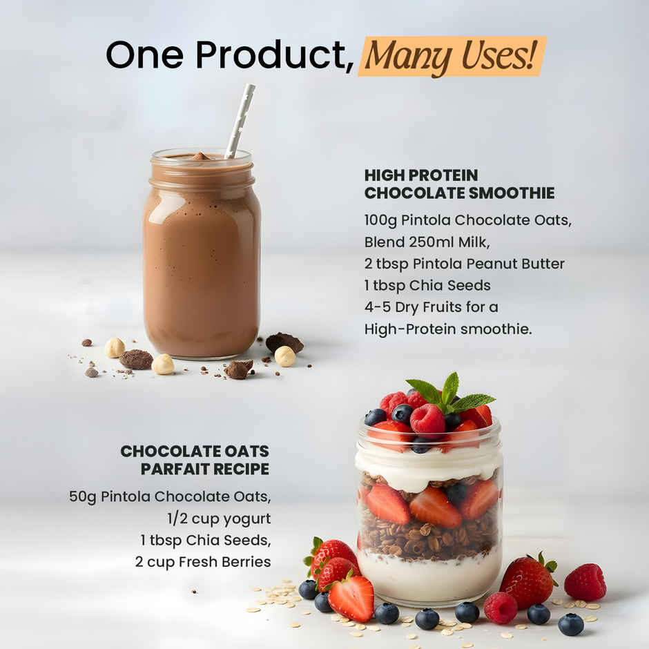 Pintola High Protein Oats Dark Chocolate With Almonds Raisin Pumpkin And Chia Seeds Combo 