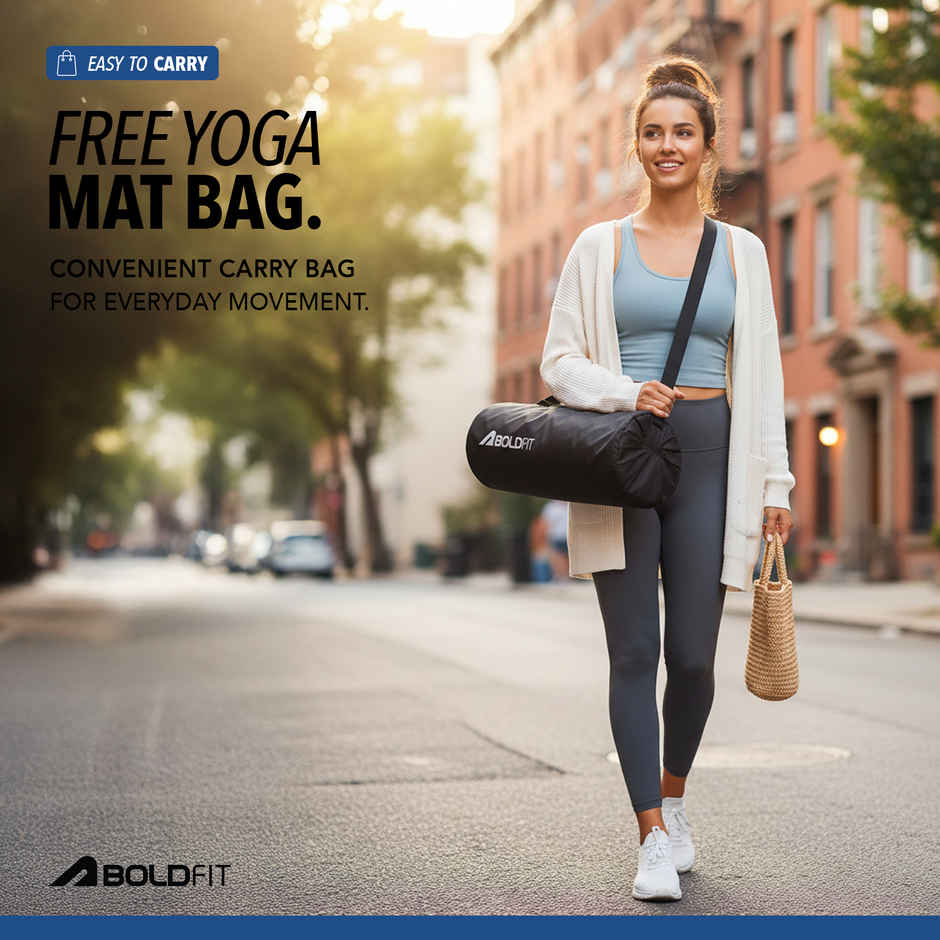 Boldfit TPE Yoga Mat Eco Friendly Non Slip | Carry Bag | Pro Green | 6 mm