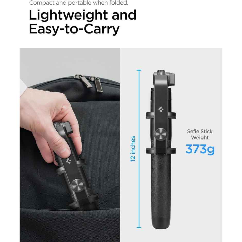 Spigen S560 Selfie Stick Tripod, With Wireless Wireless Blutooth Remote - Black