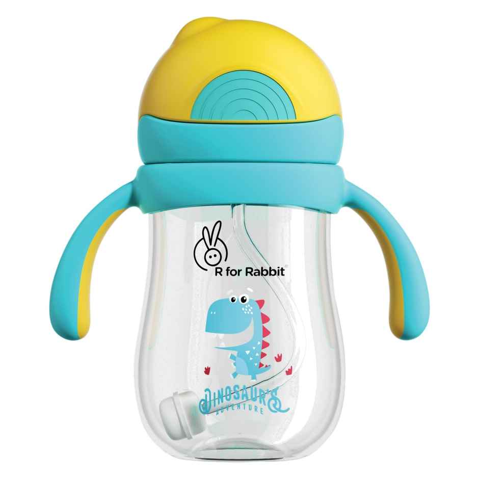 R for Rabbit Tritan Dino 320ml Baby Straw Sipper (Yellow Blue)