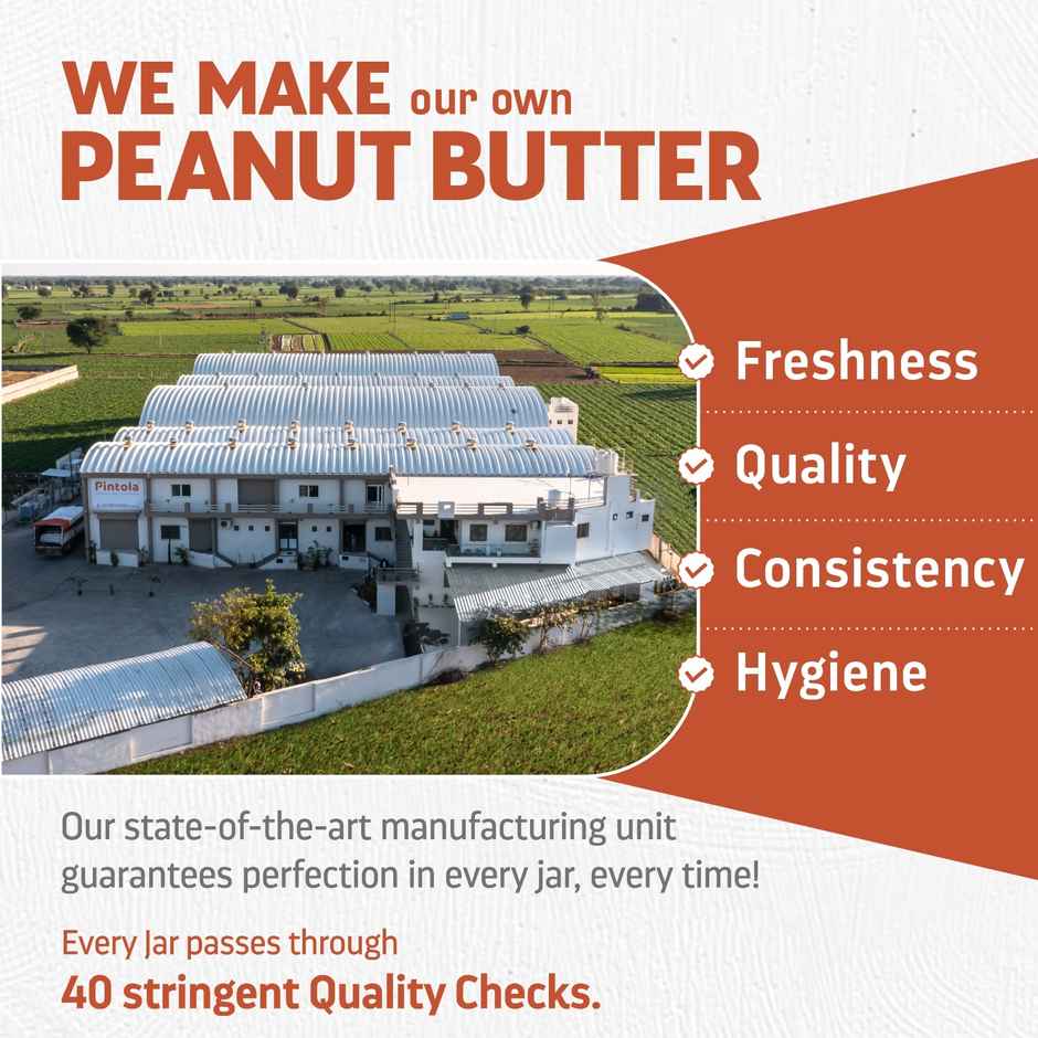 Pintola High Protein Organic Jaggery Peanut Butter Creamy With 33G Protein & 7G Fiber