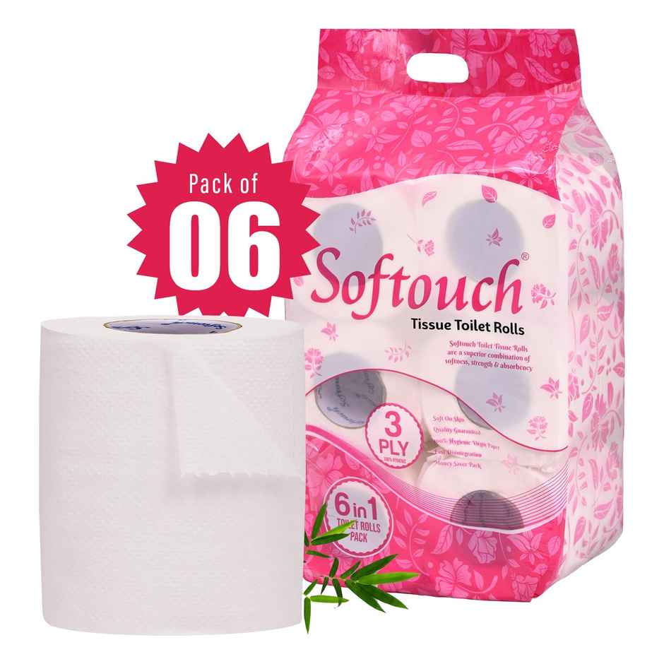 Softouch 3 Ply Toilet Paper Tissue Roll Pack Of 6