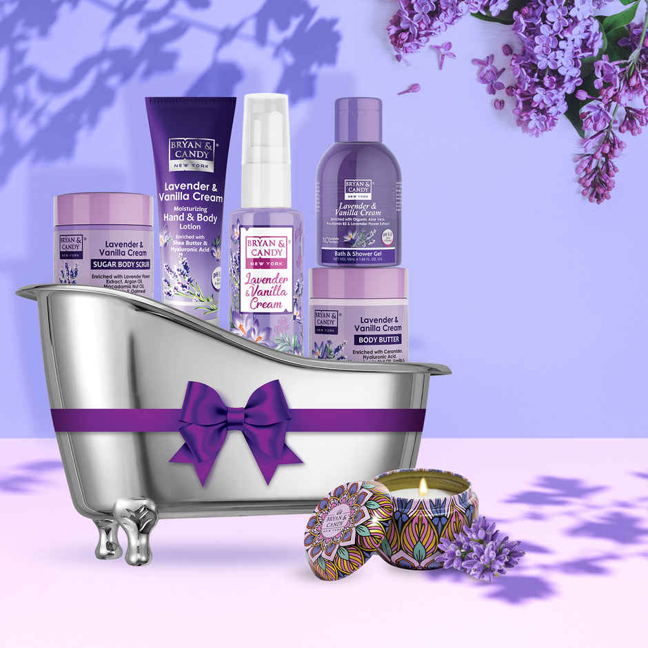 Bryan & Candy Lavender & Vanilla Cream Bath Tub Essentials Gift Set
