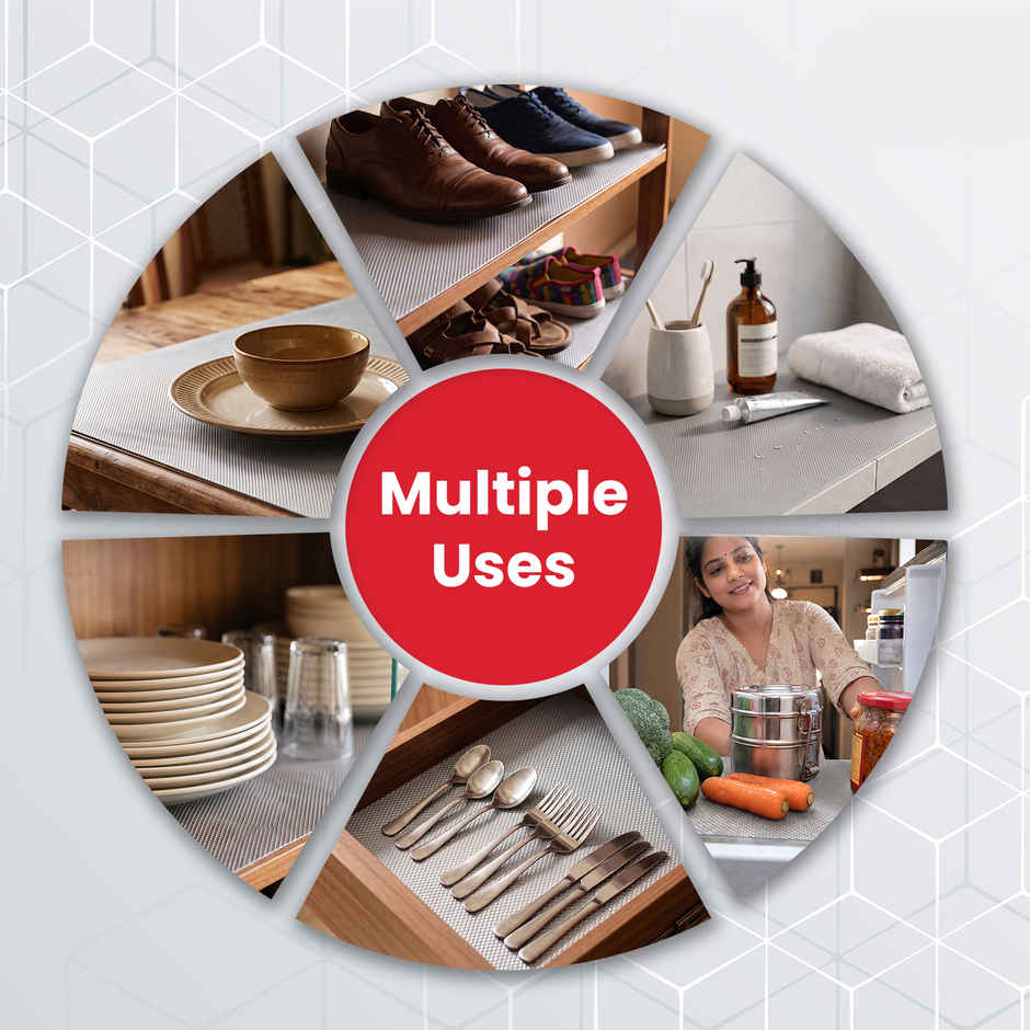Senego Anti Slip Mat | 10 m | Shelf Liner Mat for Kitchen/Cupboard/Drawers | 60 cm x 10 m | Grey | EVA, BPA Free