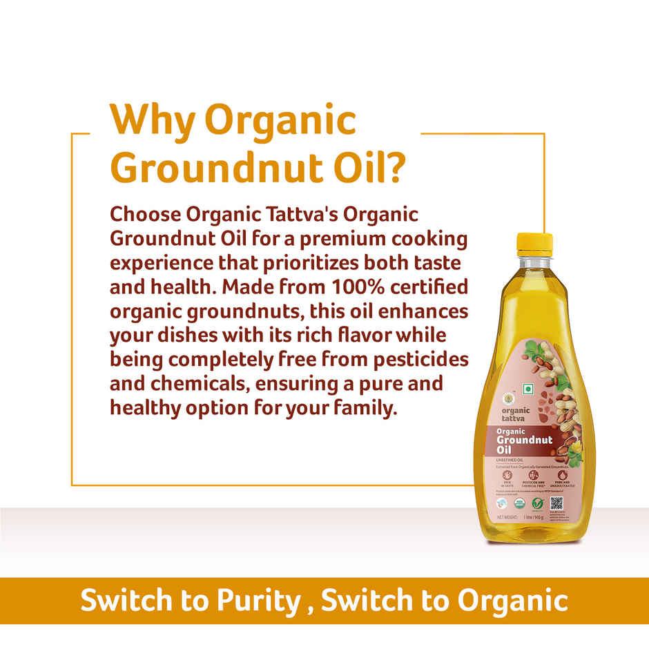 Organic Tattva Groundnut (Peanut) Cold Pressed Oil | Healthy Cooking Oil