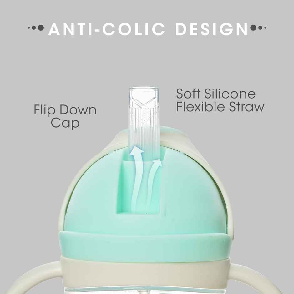 R for Rabbit Premium Hippo Baby Straw Sipper Bottle (300 ml Green)