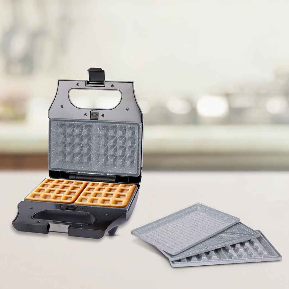 Wipro Elato Bs302 800 Watt 3-In-1 Detachable Sandwich Maker, Black