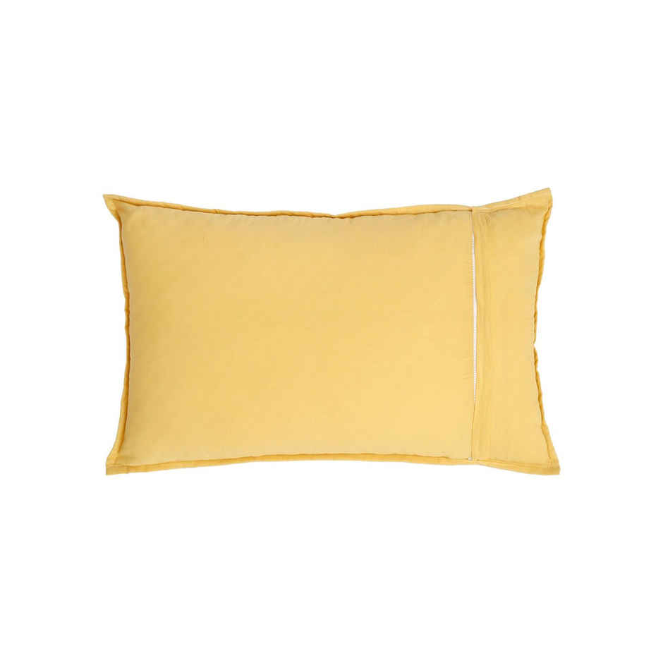 Hosta Homes Pure Cotton Yellow Embroidred Pillow Covers Pack of 2