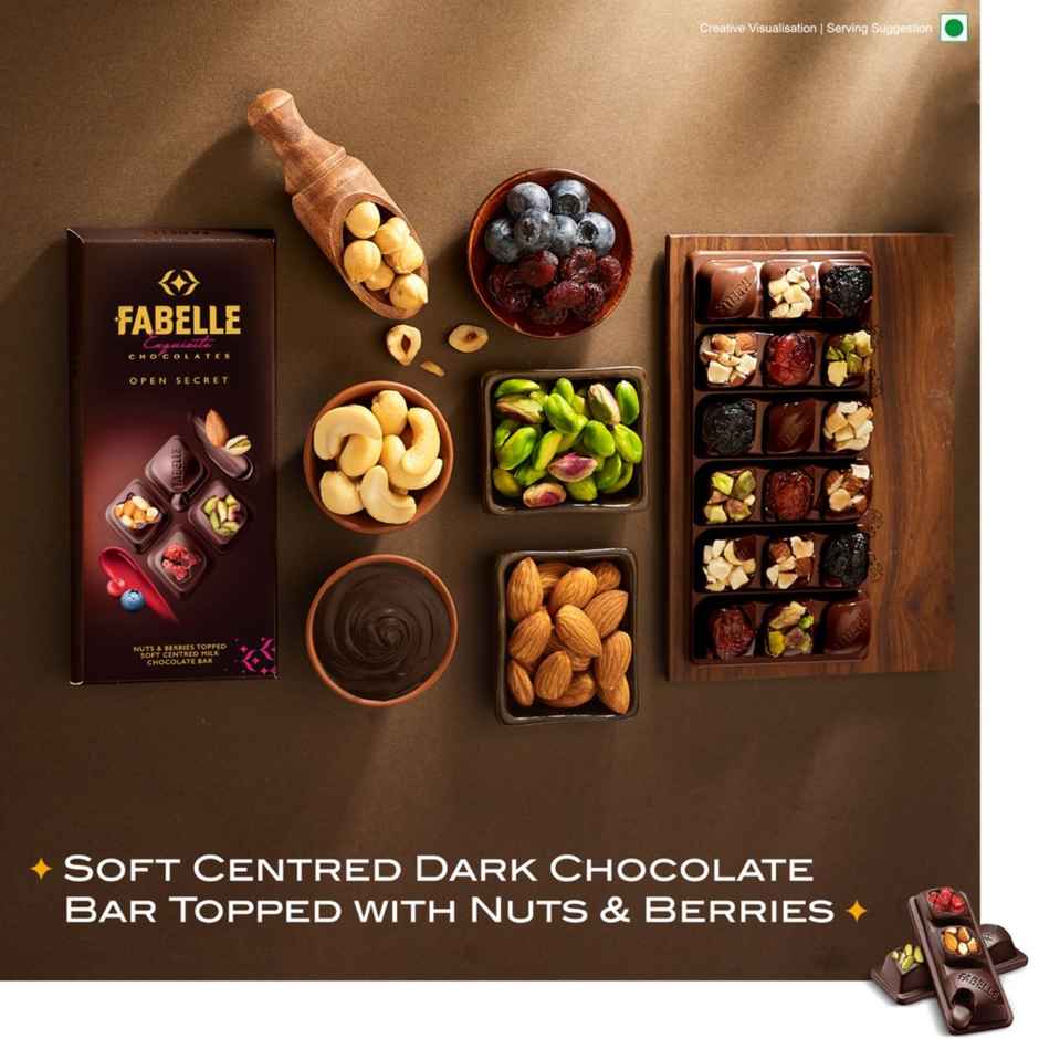 Fabelle Open Secret- Milk Chocolate Handcrafted Bar with Exotic Nuts and Berries