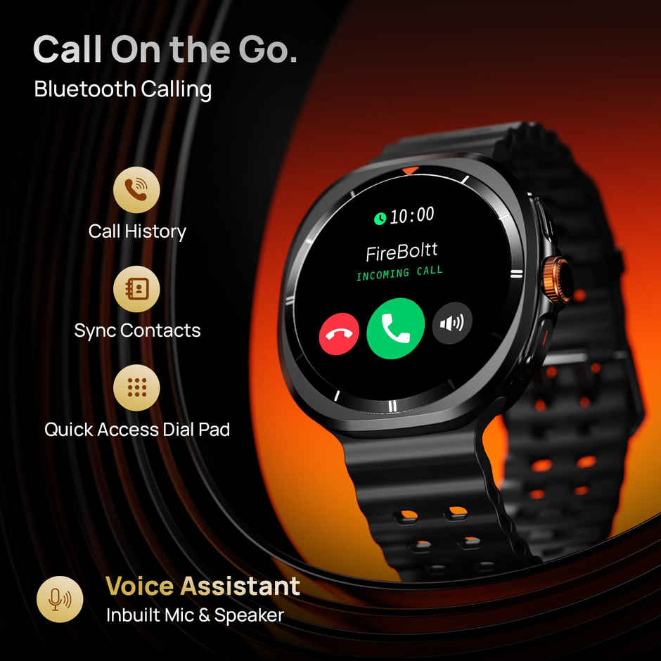 Fire-Boltt Axiom Smart Watch 1.43" SUPER AMOLED Display, Rotating Crown,Smart Watch for Man | Black