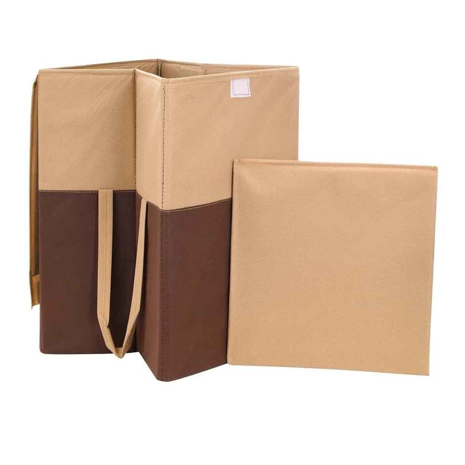 Perpetual Laundry Cloth Basket | 75L Waterproof Foldable Bag with Lid | Brown