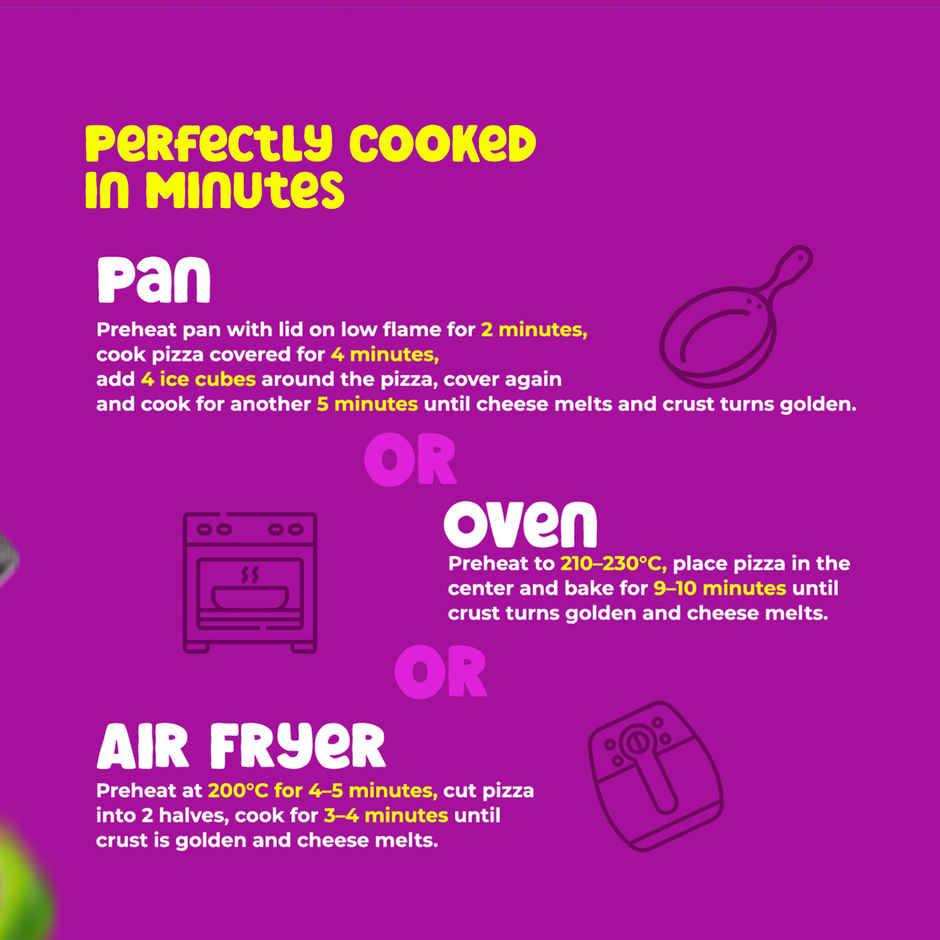 HyFun Garden Fresh Pizza | Thin Crust Base, Cheesy Snack | Frozen