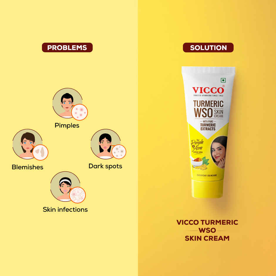 Vicco Turmeric WSO Skin Cream 30g | Ayurvedic Face & Skin Cream for Acne & Pimple Prone Skin