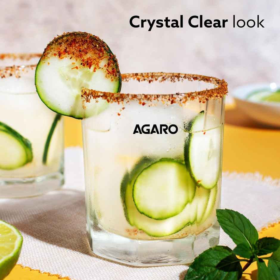 AGARO Elegant Octagonal Glass 200 ml set of 6