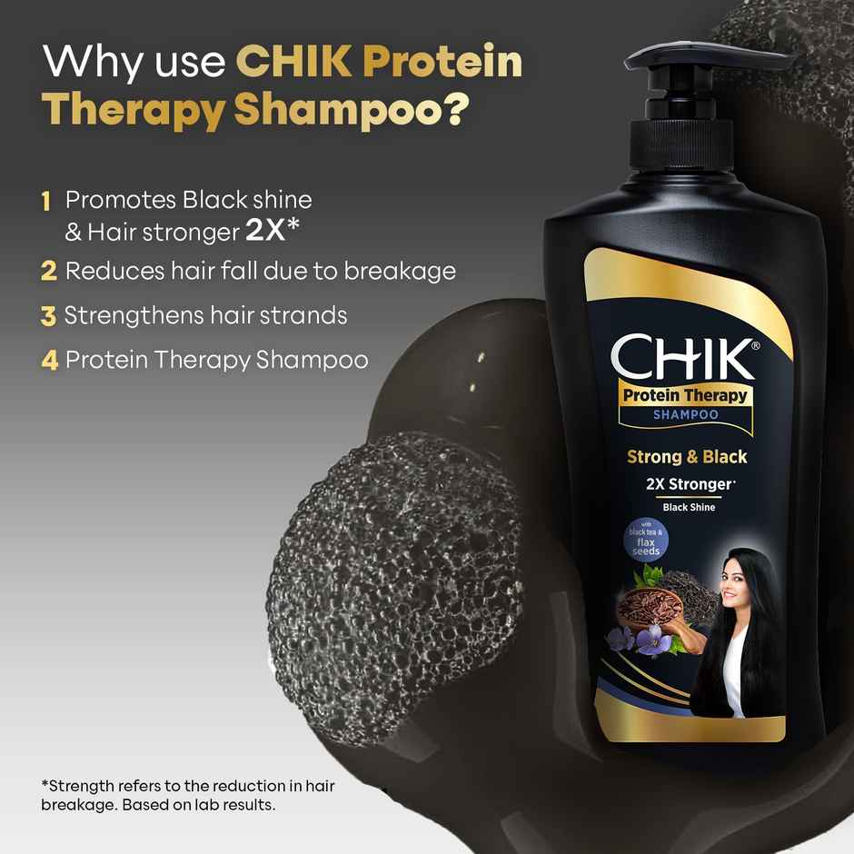 Chik Protein Therapy Shampoo| For Strong & Black Hair | With The Goodness Of Black Tea, and Flax Seeds