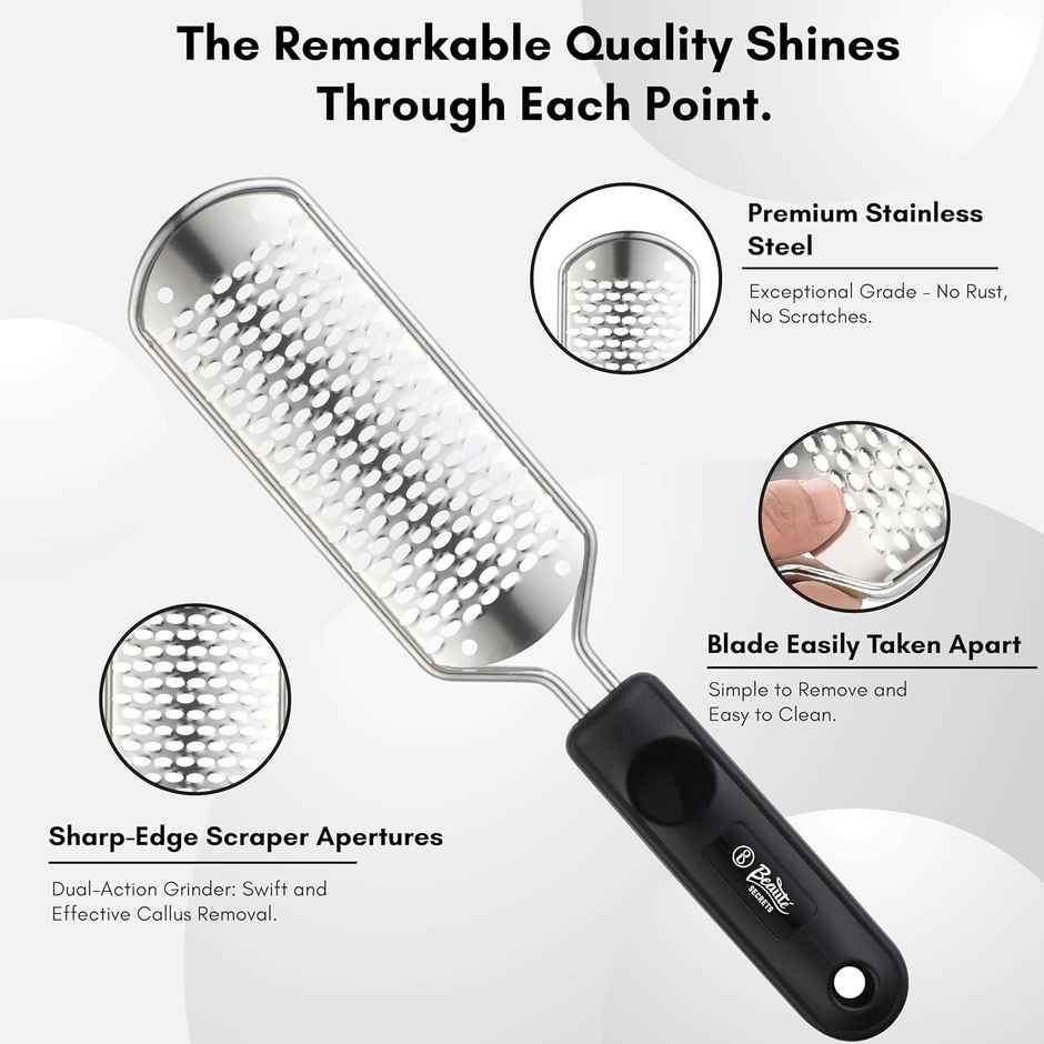 Beaute Secrets Essentials Pedicure Foot File Callus Remover Black Foot Scrubber For Hard Skin