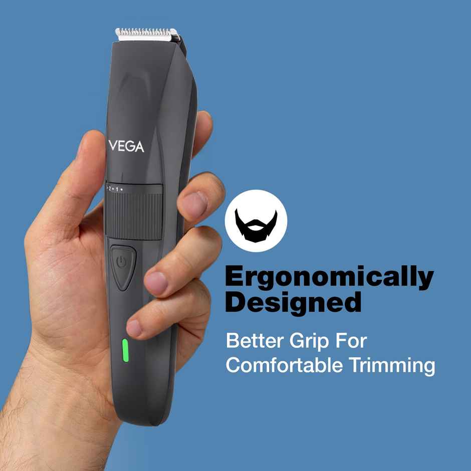 Vega Power Lite Beard Trimmer for Men with 90 mins Runtime, 2 Comb Attachment, USB Type C (VHTH-38)