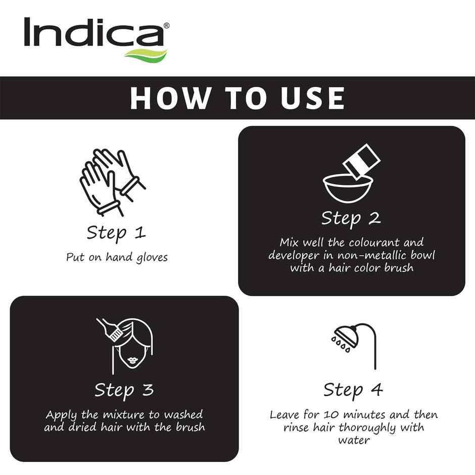 Indica Creme 10 Minutes Hair Color, Long Lasting Colour | Natural Black