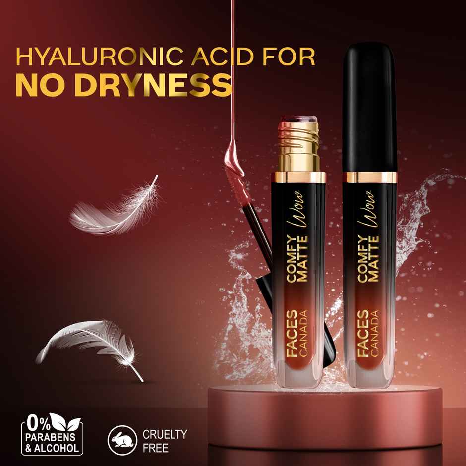 Faces Canada Comfy Matte Wow Liquid Lipstick | Nude Nectar 08, One Swipe Application