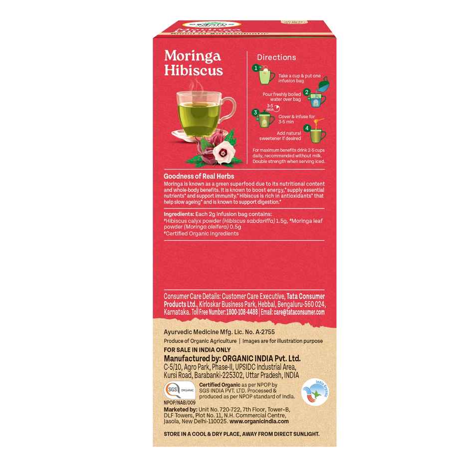 A TATA Product - Organic India Moringa Hibiscus 25 Tea bags