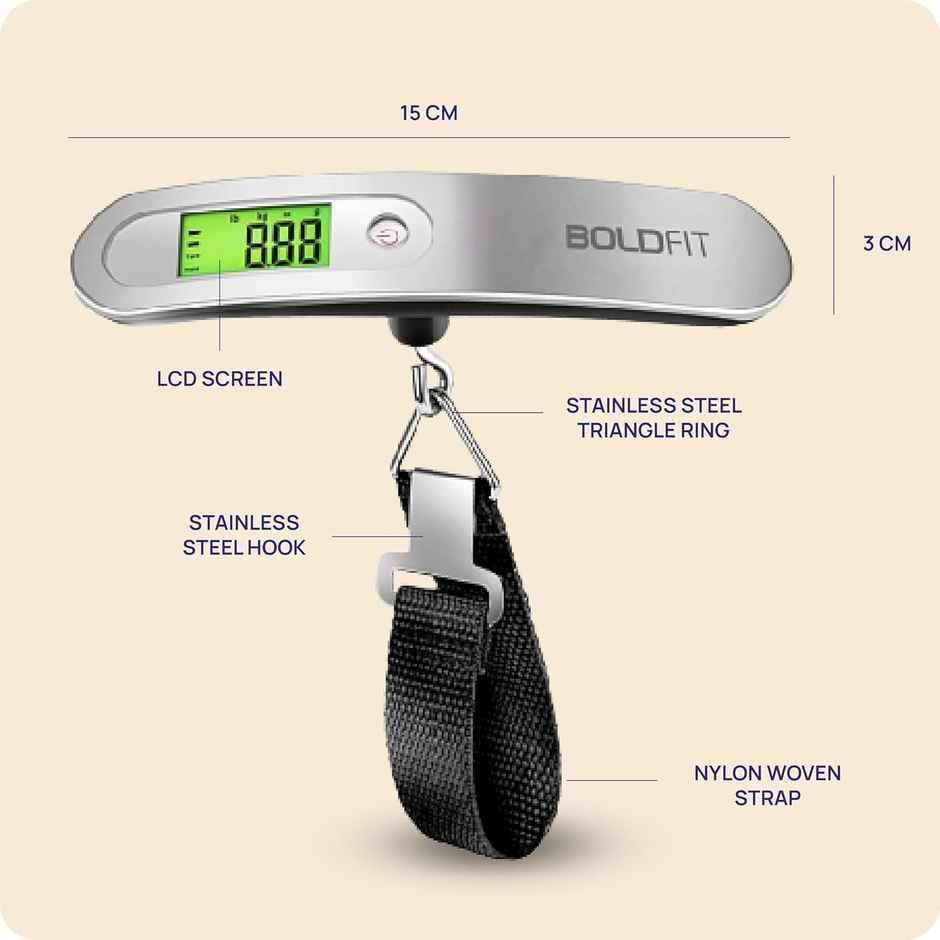 Boldfit Weight Machine For Luggage With Lcd Display Grey
