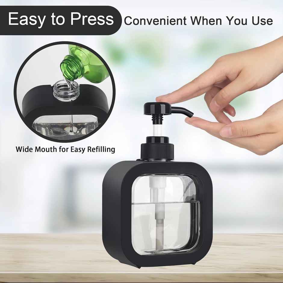 Perpetual Handwash Soap Dispenser for Wash Basin, 2 Pcs Refillable (Black)