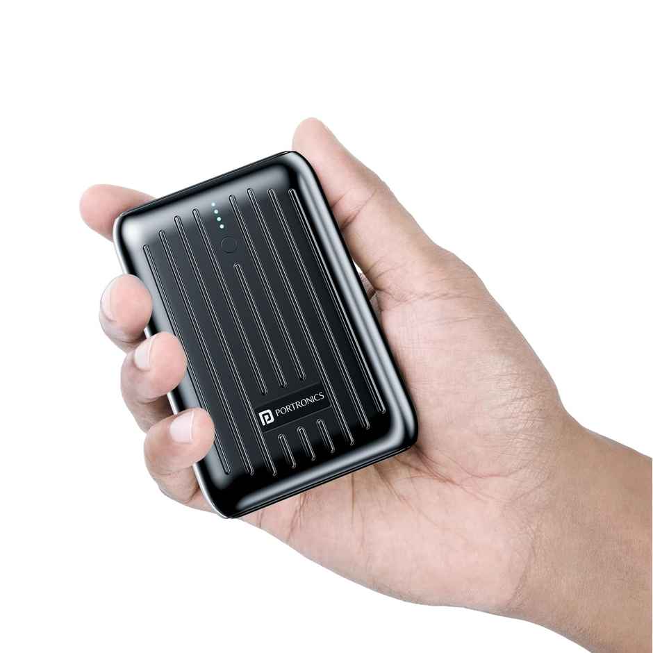Portronics Zapcell 10K Power Bank | 10000 mAh | 22.5W Fast Charge | Type-C PD | Compact | Black
