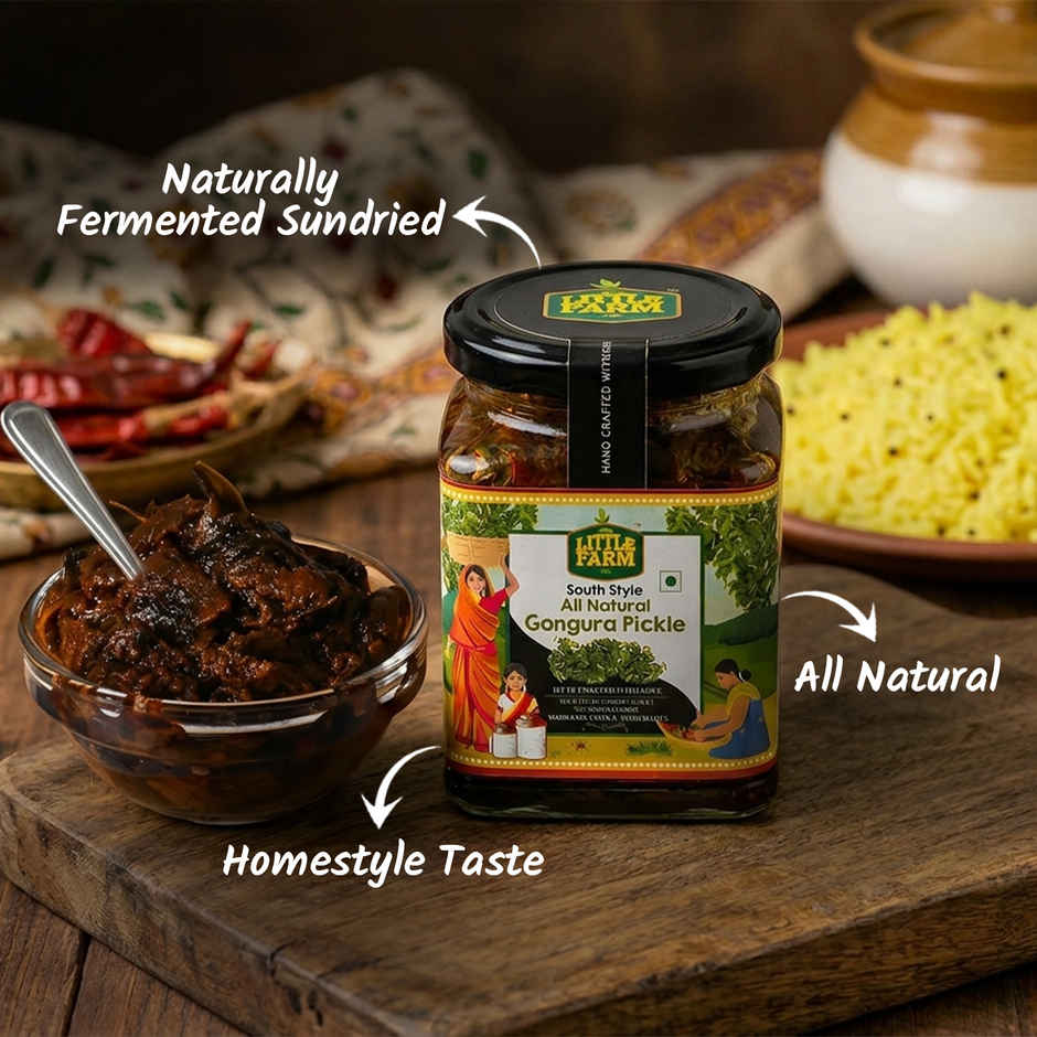 The Little Farm Co Gongura Pickle | Authentic Andhra Style South Indian Achar