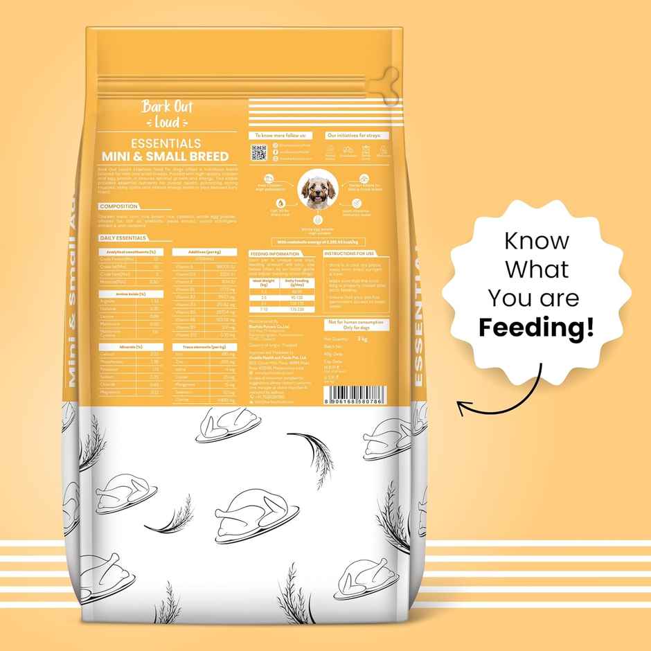 Bark Out Loud | Essentials Fresh Chicken and Egg Adult Dog Dry Food | Mini and Small Breed