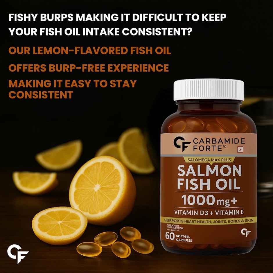 Carbamide Forte Salmon Omega 3 Fish Oil Capsules | Salmon Fish Oil Omega 3 Capsule 1000mg 60 Softgel