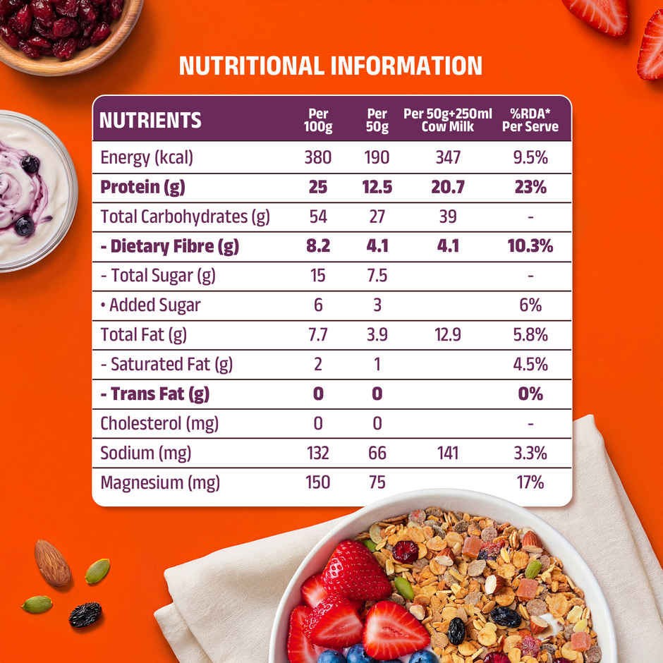 Pintola 25g High Protein Muesli - Fruit - Nut | Gluten-Free - Naturally Sweetened