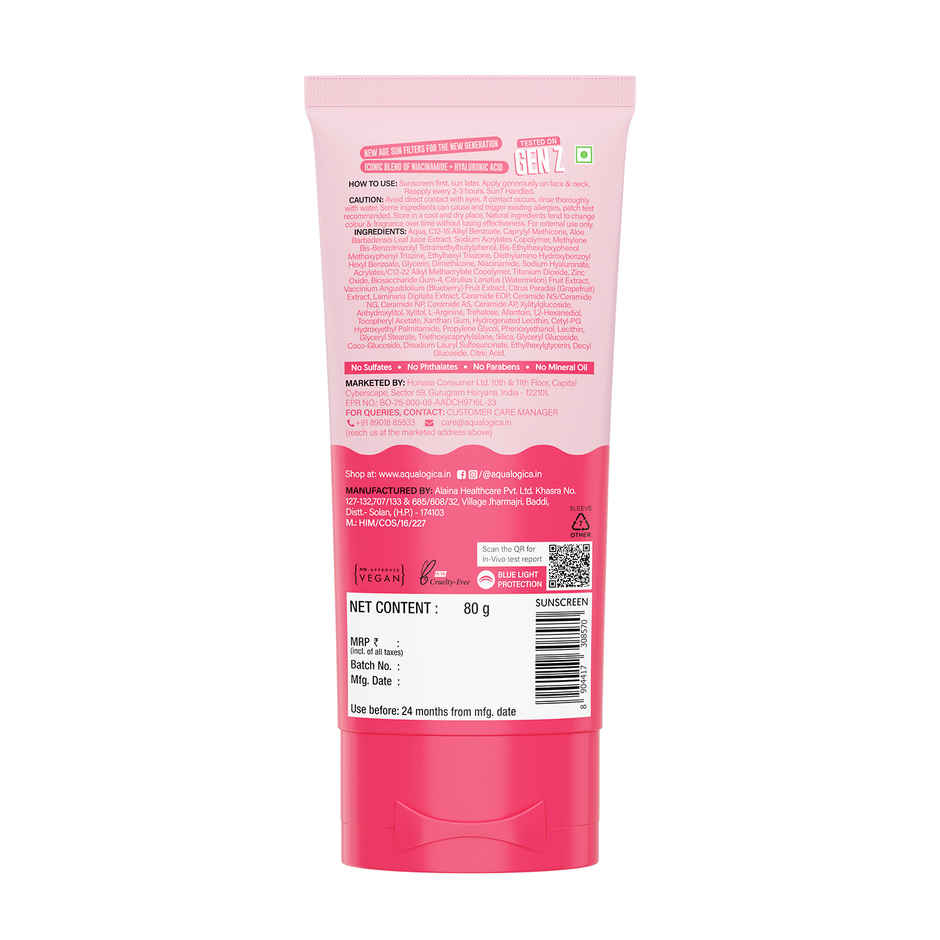 Aqualogica Radiance+ Dewy Lightweight Sunscreen Gel SPF 50+ PA+++ for Oily & Acne-Prone Skin