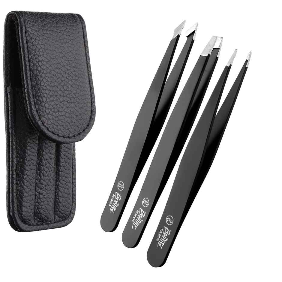 Beaute Secrets Tweezers Set Precision For Eyebrows Facial Hair Splinters ingrown Hair Removal