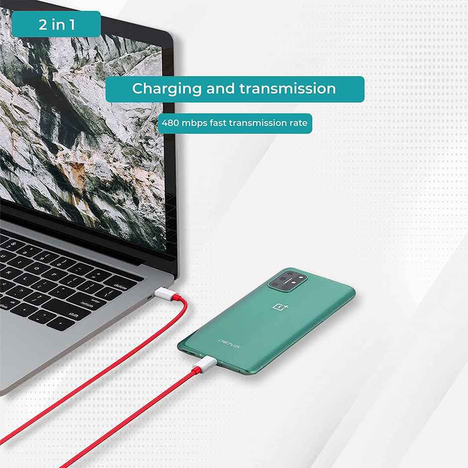 Sounce 65W Oneplus Charge Cable,6.5A USB Type-C To Type C Compatible With One Plus 8T/9/9R/9Pro/9Rt/10RNord & For All Type C Device Red,1 Meter