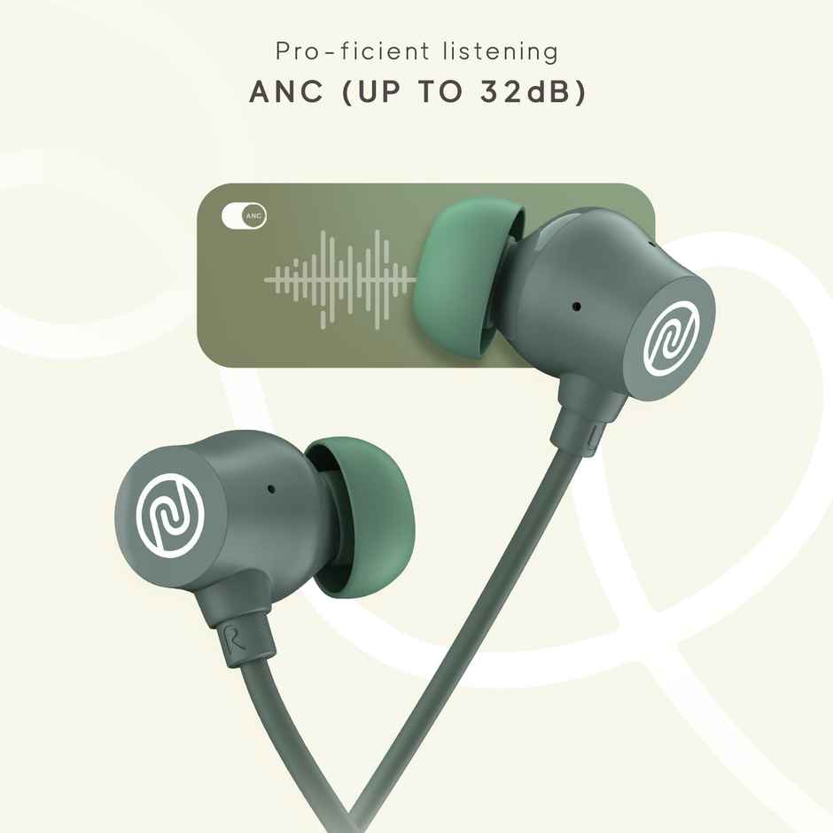 Noise Airwave Pro Bluetooth Wireless Neckband Earphones with Mic - Metallic Green